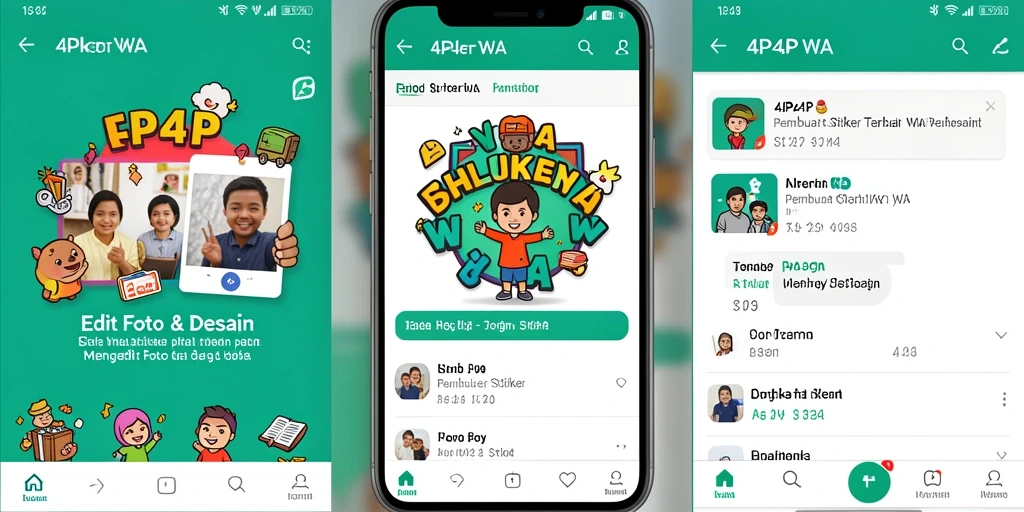 Screenshot tampilan antarmuka utama aplikasi Pembuat Stiker WA 4P4P.