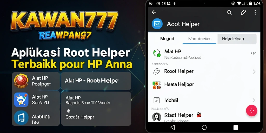 Tampilan antarmuka KAWAN777 untuk akses Root Helper yang ramah pengguna.