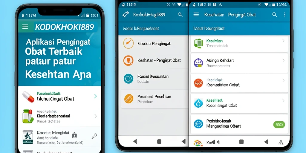 Antarmuka pengguna KODOKHOKI889 untuk pengingat obat yang praktis.